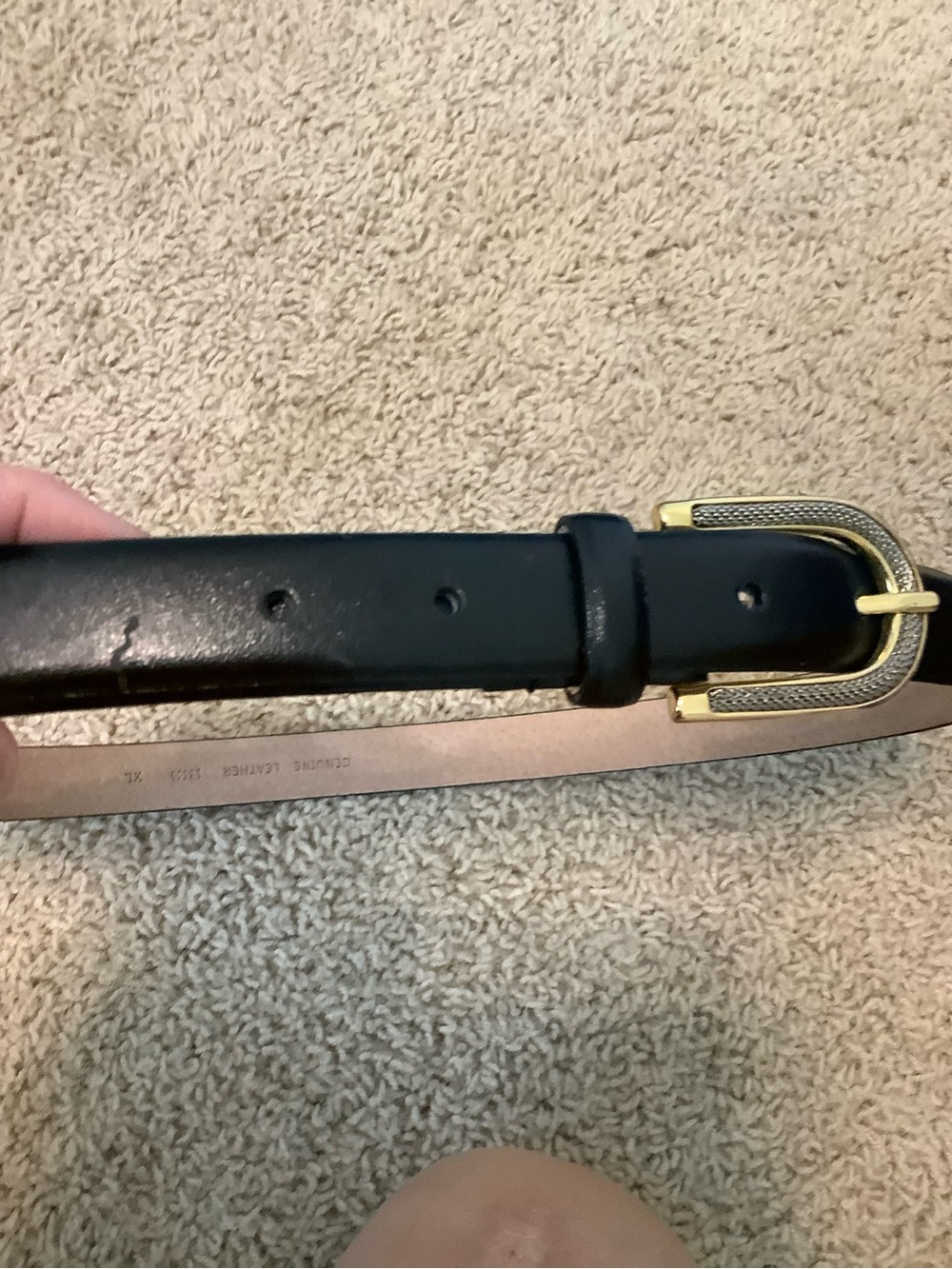 Black Genuine Leather Women’s Belt – XL – Gold Buckle